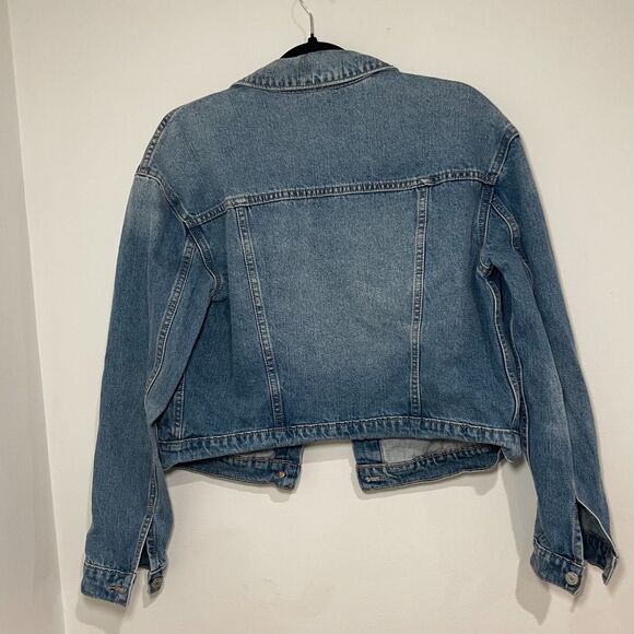 OLD NAVY Cropped Denim Light Wash Jean Jacket Festival Cowgirl‎ Rock Ladies M - Picture 2 of 4